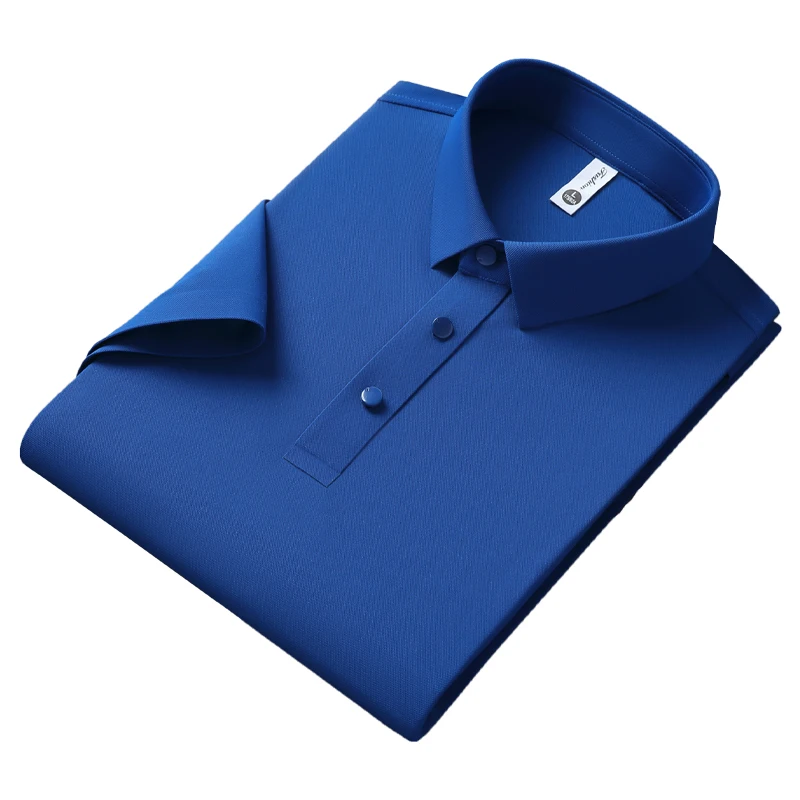 

Summer High-end Men's Business Office Knitted Bamboo Fiber Casual Short Sleeved POLO Shirts