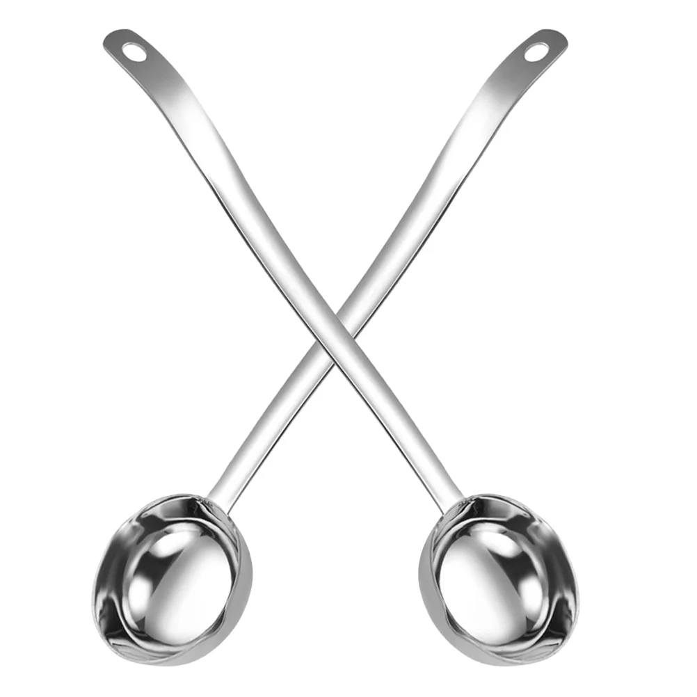

2Pcs Kitchen Long Handle Soup Ladle Stainless Steel Dual Pour Spouts Gravy Sauce Serving Spoon Cooking Tool Gravy Ladle
