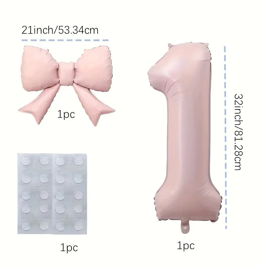 32 Inch Pink Number 0-9 Foil Balloon with Bow – Ideal for Girls Wedding Birthday Party Decorations