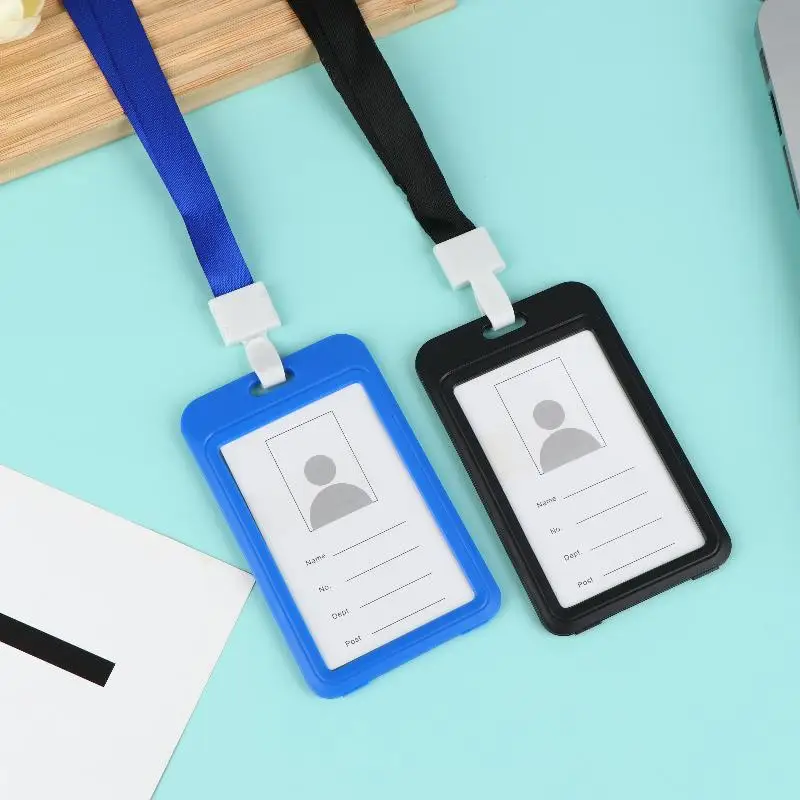 5/10 قطعة تصريح العمل معرض بطاقة الهوية كم شارة حامل مع الحبل الصدر تمرير غطاء بطاقة العمل حزام الرقبة #2