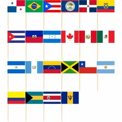 America Toothpick Flags 100pcs Brazil Cuba Haiti Canada Mexico Venezuela Argentina Bahamas Barbados Peru Chile Dominican Flag