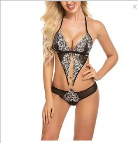 

Sexy Lingerie Taoluojing Mesh Transparent Lace Dyed Sexy Three Piece Set Ring Buckle Pajamas Sexy Women's Outfit Erotic Lingerie