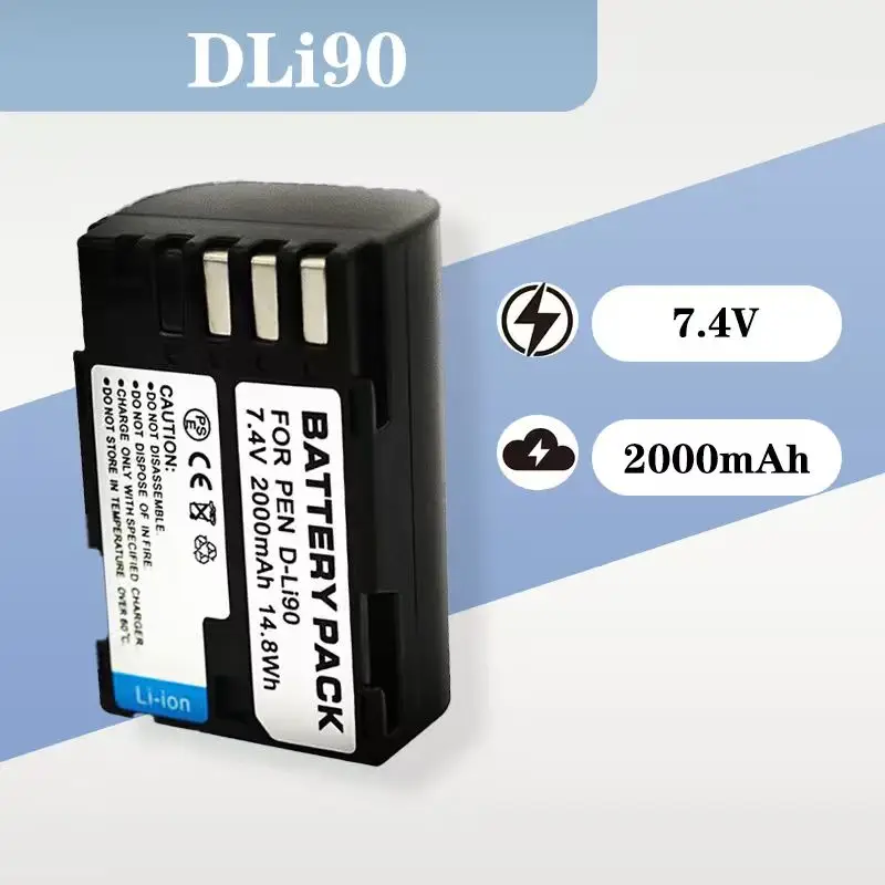 

2000mAh 7.4V Fully Decoded D - LI90 Battery Compatible with Pentax K7, K5, 645D Digital Cameras