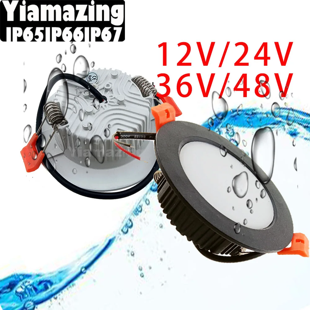 12V 24V 36V 48V LED Downlight IP65 IP66 Outdoor Waterproof IP67 6W 9W 12W 15W 18W Kitchen Bathroom Eaves Ceiling Lamp Spot Light