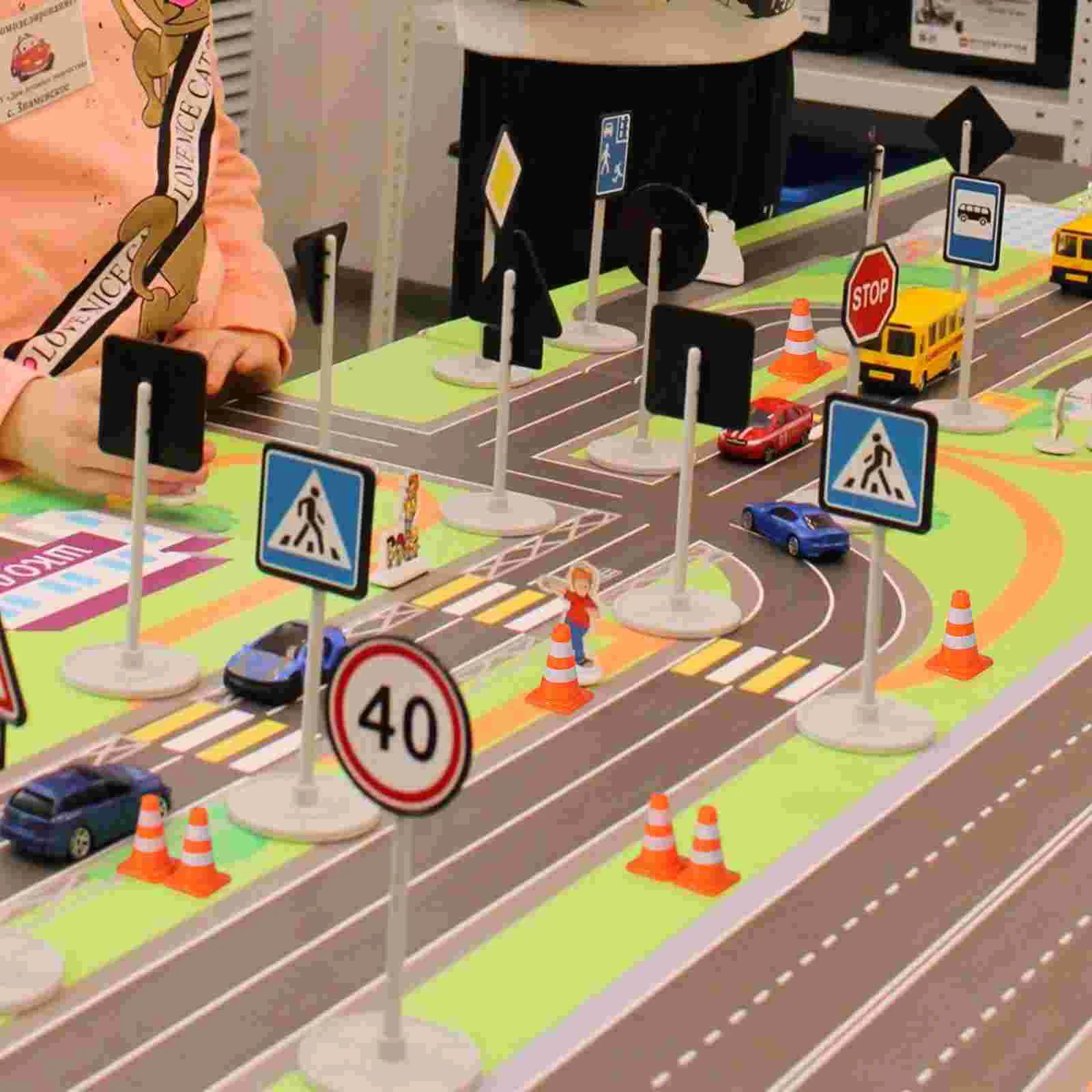 14pcs Kids Road Cones Teaching Aids Traffic Sign Road Cones Simulation Traffic Warning Road Cone microlandscape decor kids gifts