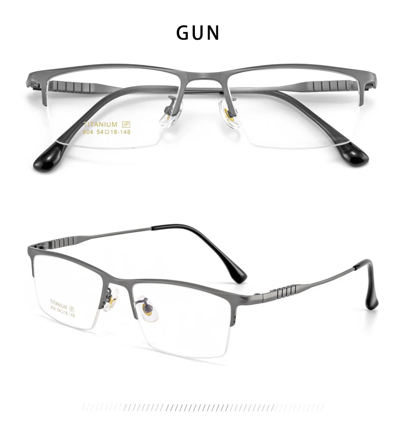 Mode geschäft ultraleichte reine Titan quadratische Brille Luxus Halb rahmen Herren Brille optische Brille 804 – Detail 9