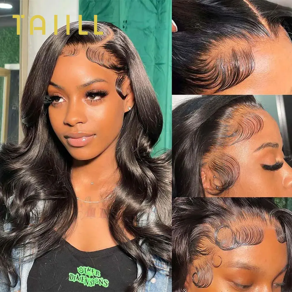 

13x4 HD Body Wave Lace Front Wigs Human Hair 180% Density Pre Plucked Transparent Malaysia Hair Wigs For Black Women Taiill