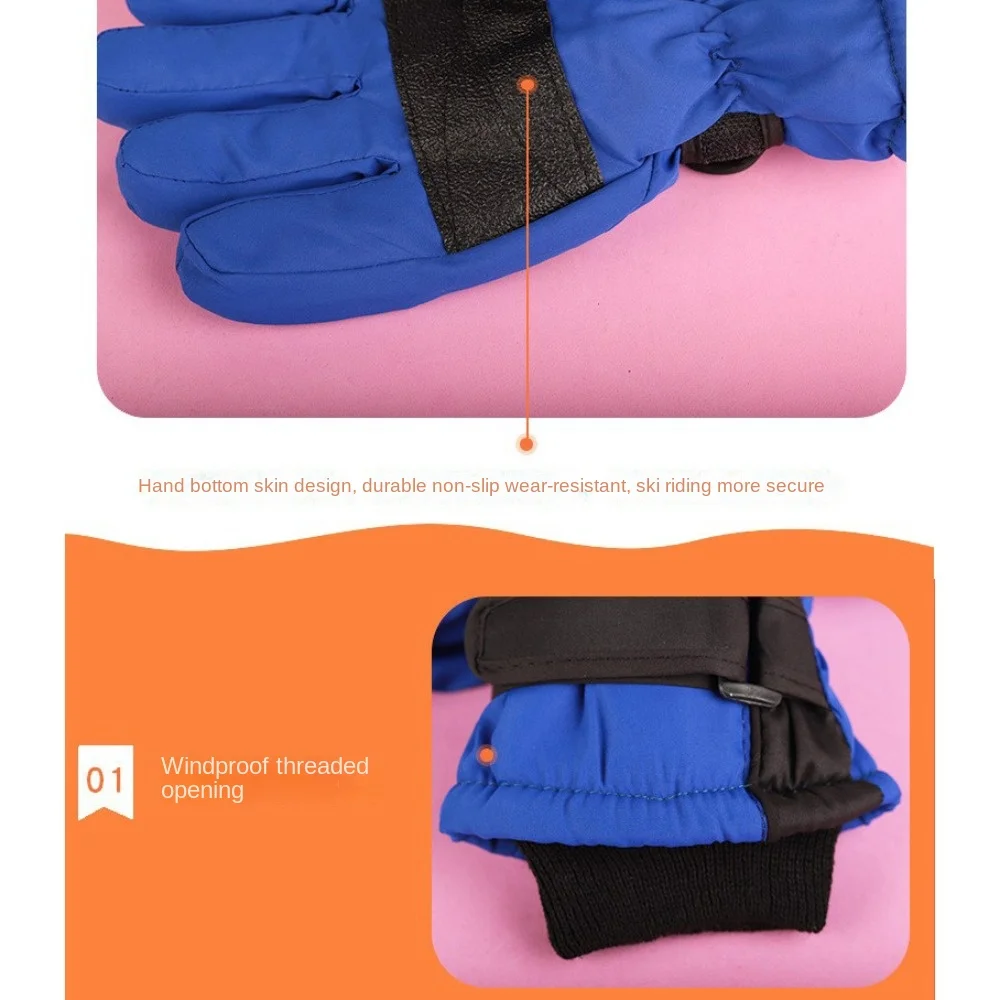 High Quality Waterproof Kids Ski Gloves Thicken Warm Children Gloves Finger Warm Non-slip Winter Mittens