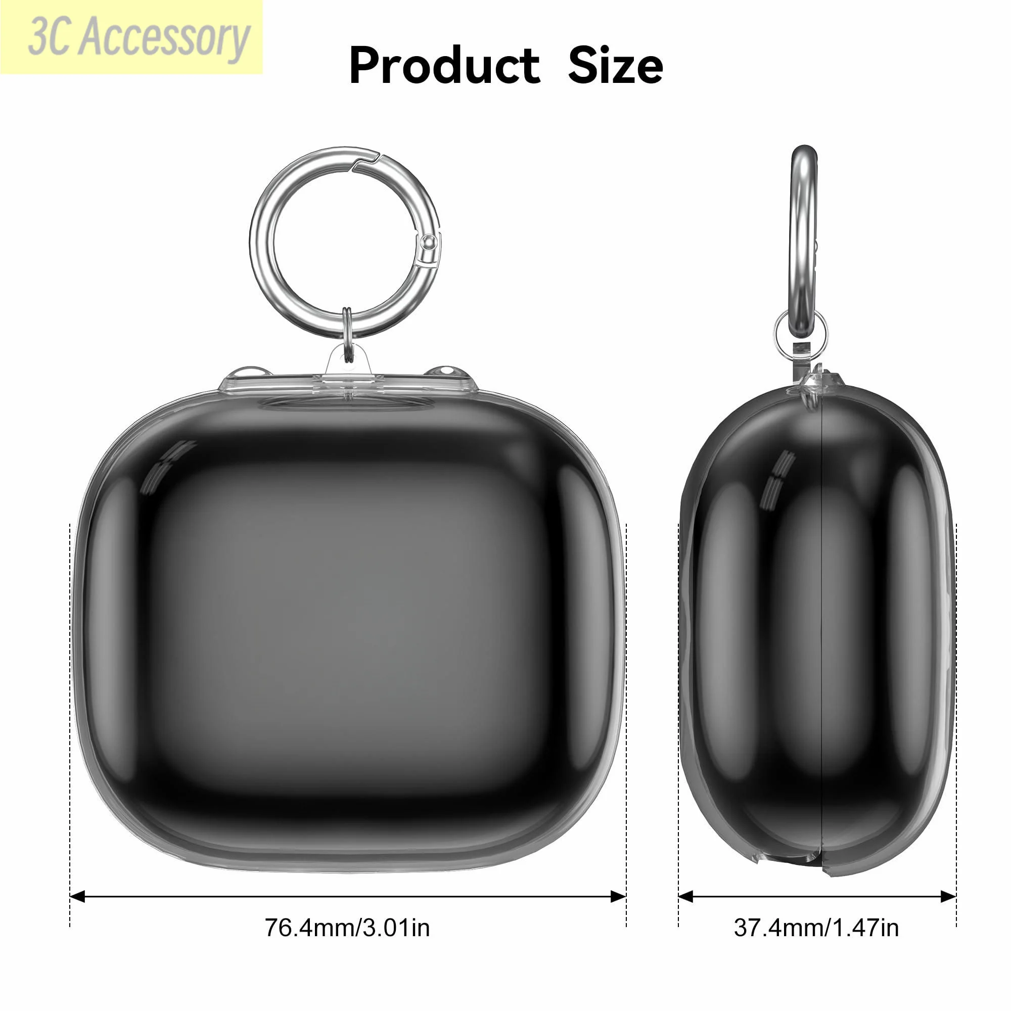 Capa para batidas powerbeats pro 2 com chaveiro capa protetora anti-perda e à prova de choque para 2025 novo powerbeats pro2 capa transparente