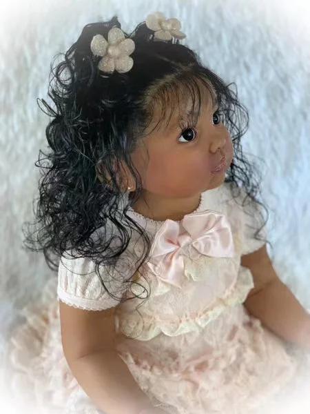 FBBD Customized Limited Supply 32inch Reborn Baby Doll Julieta Dark Skin With Hand-Rooted Hair Already Finished Doll