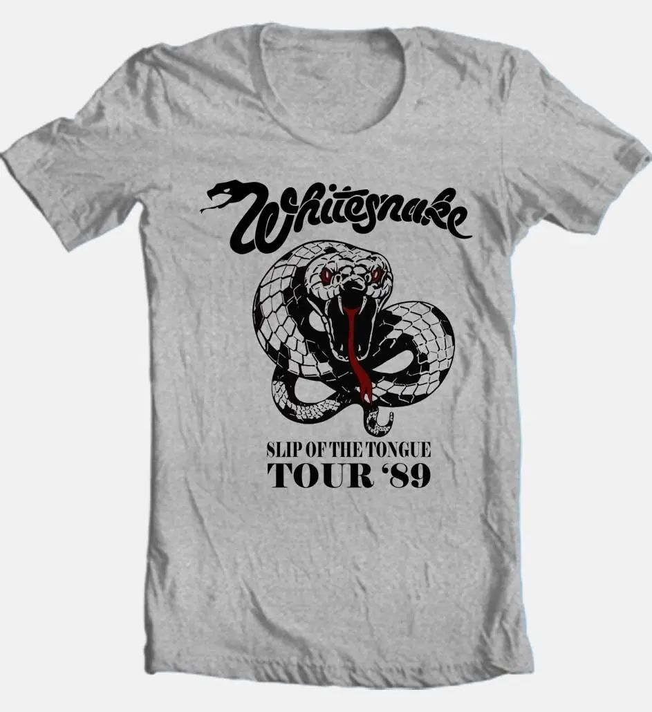 Whitesnake Tour T shirt 80s heavy metal classic rock gray cotton retro style tee