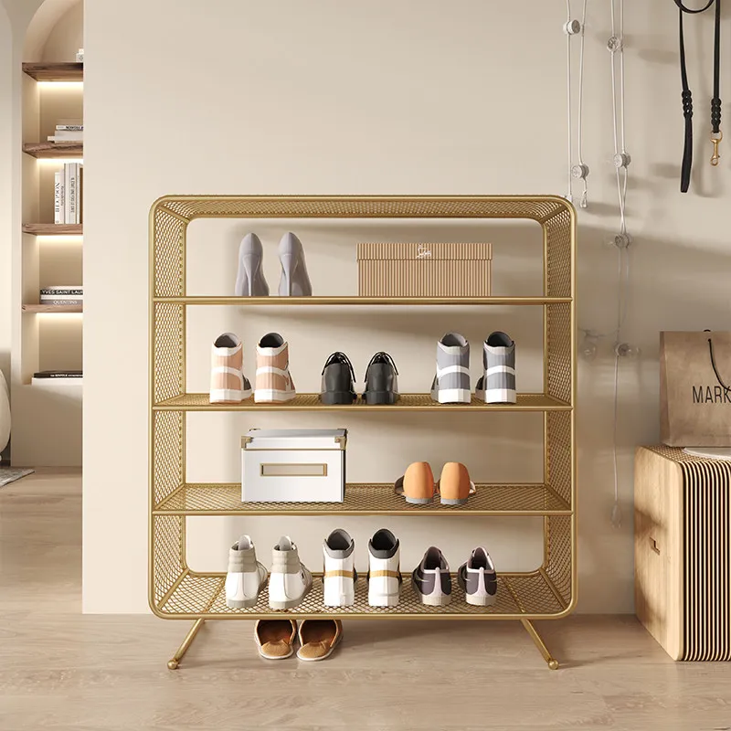LMM light luxury grid slipper rack simple door entrance golden overall storage rack