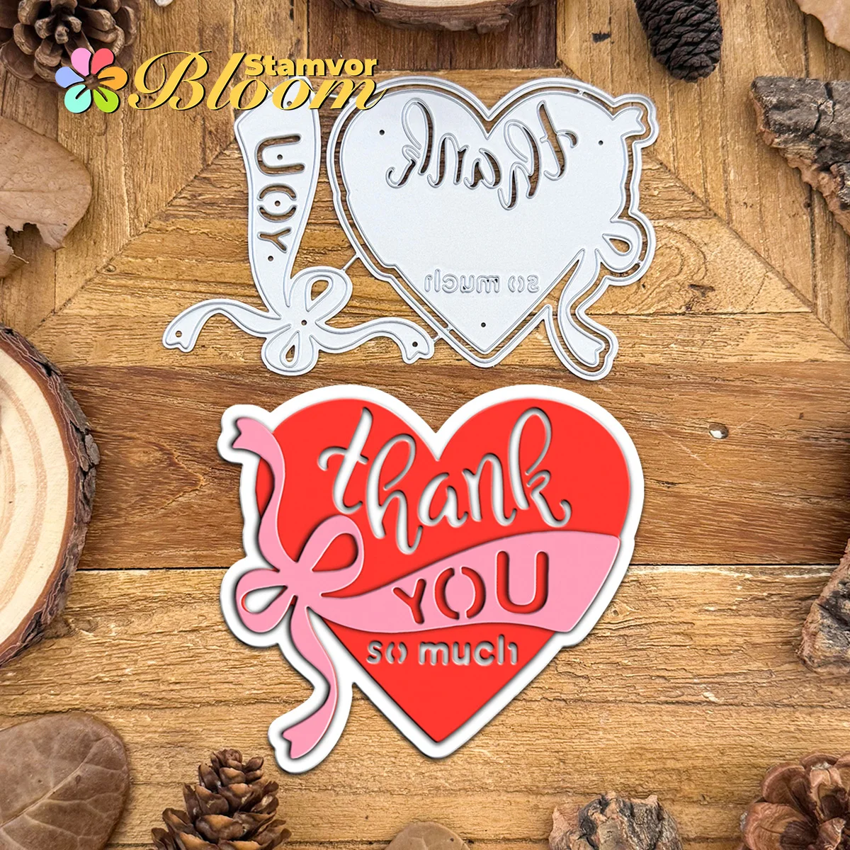 Original Schichten Liebe Schleife DANKE SO VIEL Worte Titel Metall Stanzformen Scrapbooking Dekorative Prägung