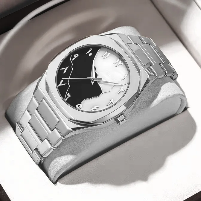 Business Arabic Numeral Dial Black White Matching Quartz Watch Men Personality Classic Hot Selling Male AAA Watch Clcok Relogio