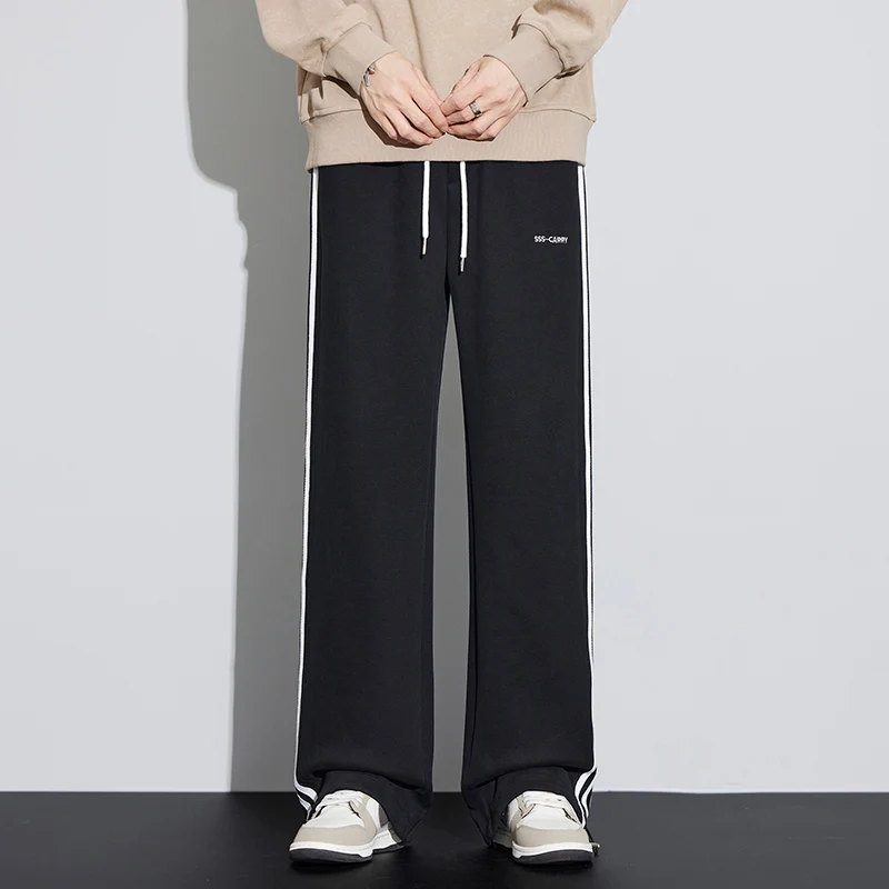 

Men's Straight Leg Spor Pants Summer New Sle American High Street Drapey Side Stripe Casual Trousers Versatile Men's Wear
