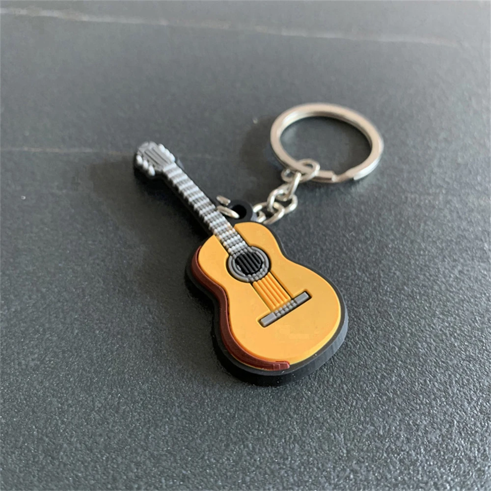 PVC Soft Instrument Key Ring Cute Guitar Violin Saxophone Key Chain Backpack Car Ornament Musician Gifts Key Accessories image 6
