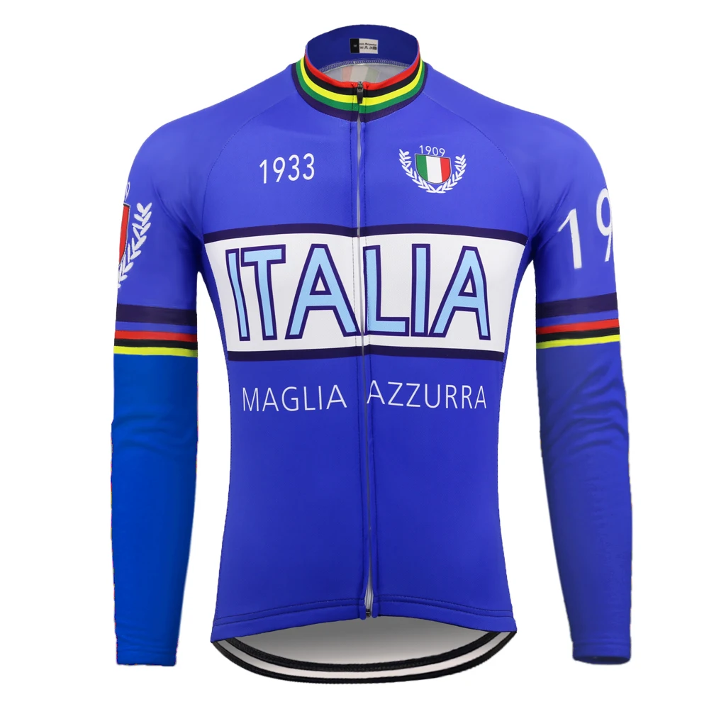 ITALIA  FRANCE HOLLAND Retro Cycling Jersey Long Sleeve Winter Fleece And No Fleece Classic Bike Clothing Maillot Ciclismo