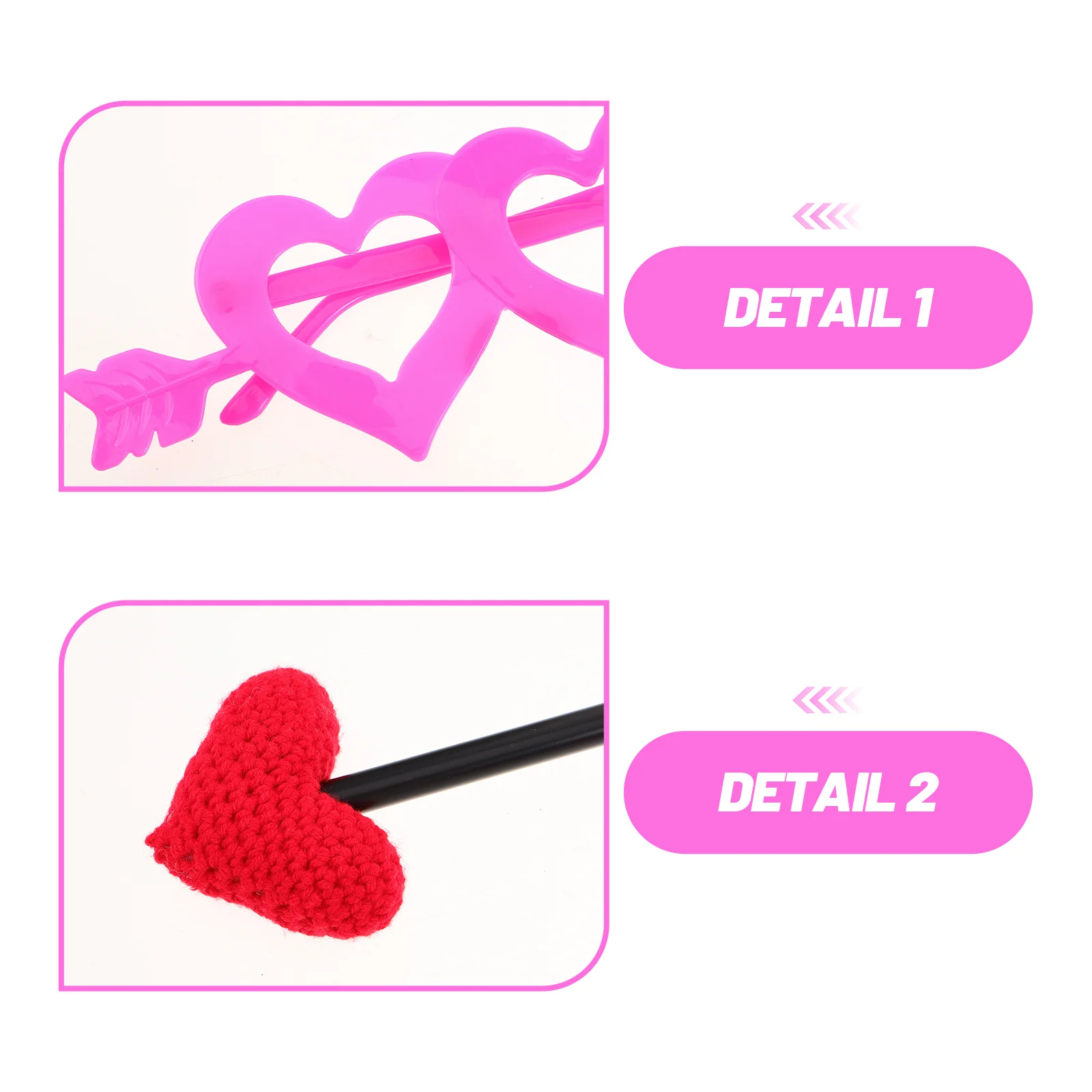 1 Zestaw Romantycznych Akcesoriów Walentynkowych: Kupidyn, Serce, Kokarda, Strzały, Okulary, Dekoracja na Imprezę, Kostium Cosplay