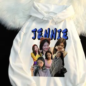 Blackpink الطرفية روز بارك Caiying سترة عادي للنساء فضفاضة سترة مقنعين للجنسين أزياء الشارع الخريف والشتاء الجديد أعلى 6 مبيعا مطرقة سوداء وردية - رقم 1