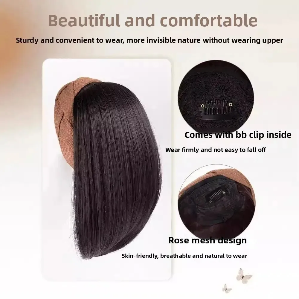 

Fashion Hair Extension Synthetic Headband Replacement Natural Wig Clip Straight Hair Fake Half Wig Women