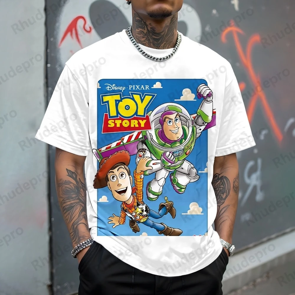 

Disney 2025 Buzz Lightyear Toy Story woody Print Boys Summer Harajuku Casual all-match Fashion Round Neck short-sleeved T-shirt