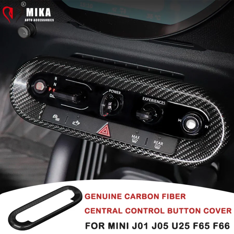 

Крышка рамки управления центральной консолью автомобиля, наклейки на рамку из натурального углеродного волокна для Mini J01 J05 U25 F65 F66, аксессуары для интерьера