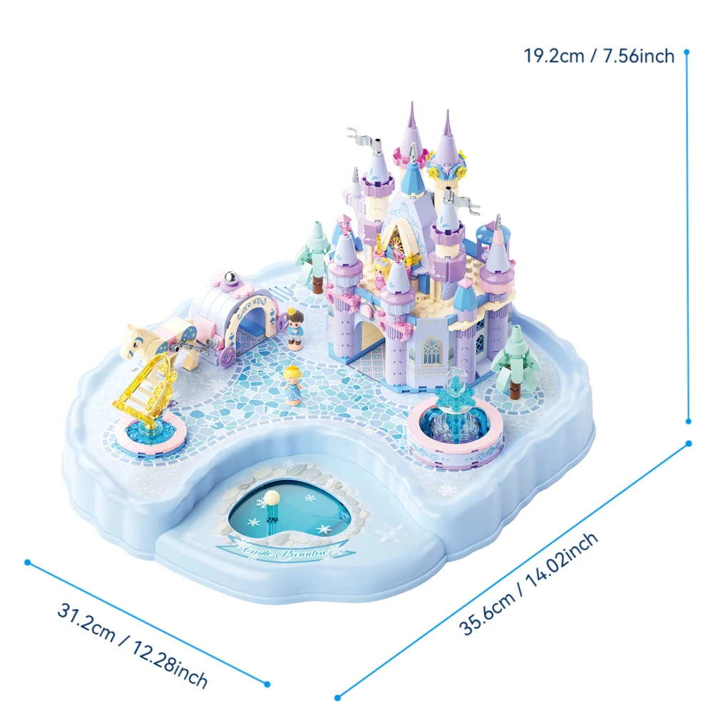 Creative Magnetic Musical Building Blocks Ice Snow Princess Palace Castle Model Kit DIY Construction Toy Birthday Christmas Gift
