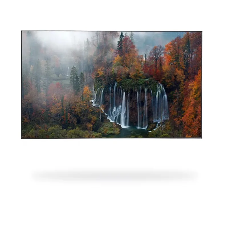 120 Inch 4K Silver Perforated Fixed Frame Wall Mounted Projector Screen 16:9 Long Throw ALR for Indoor Home Theater