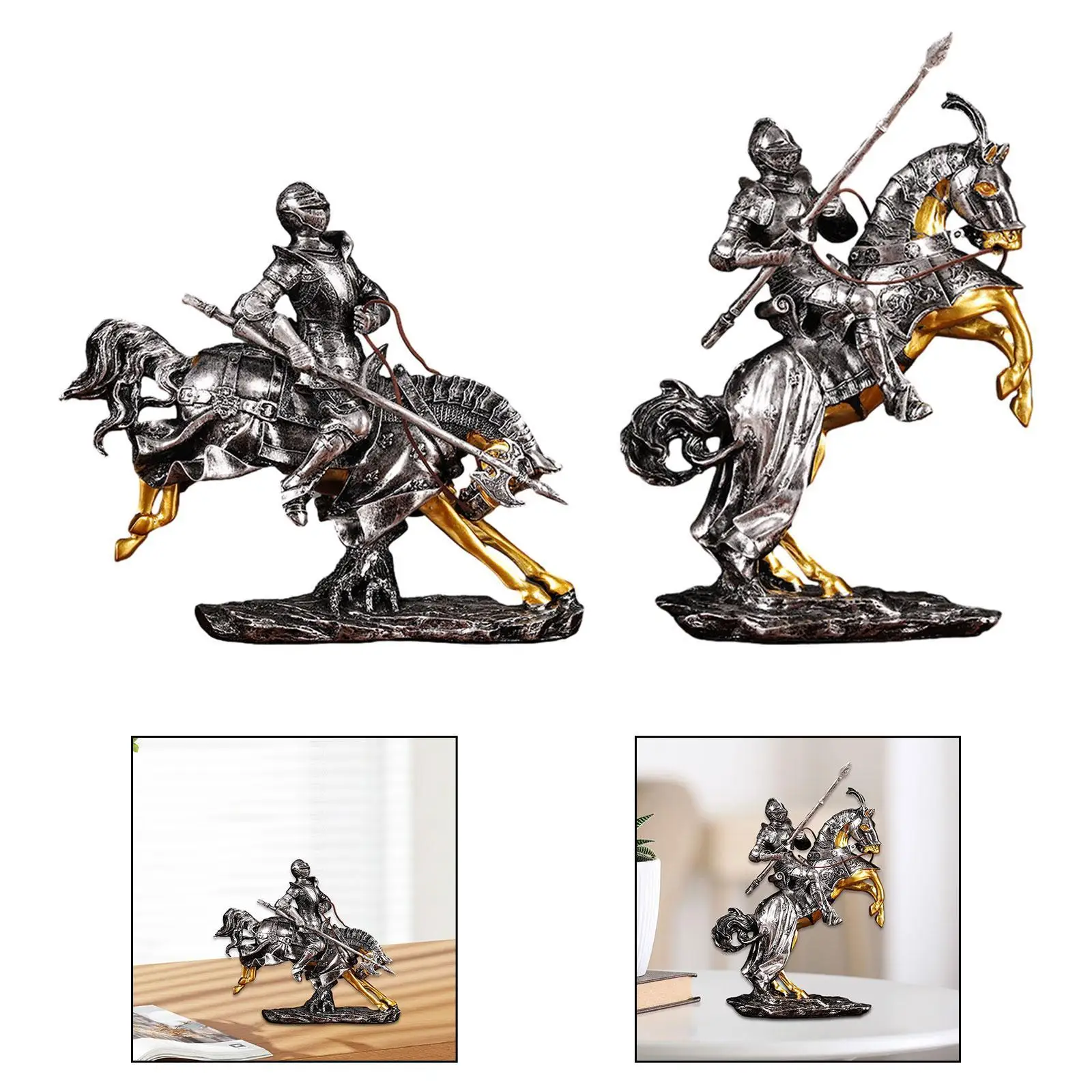 

Resin Figurine Decoration Knight Statue for Housewarming Desktop Bedroom