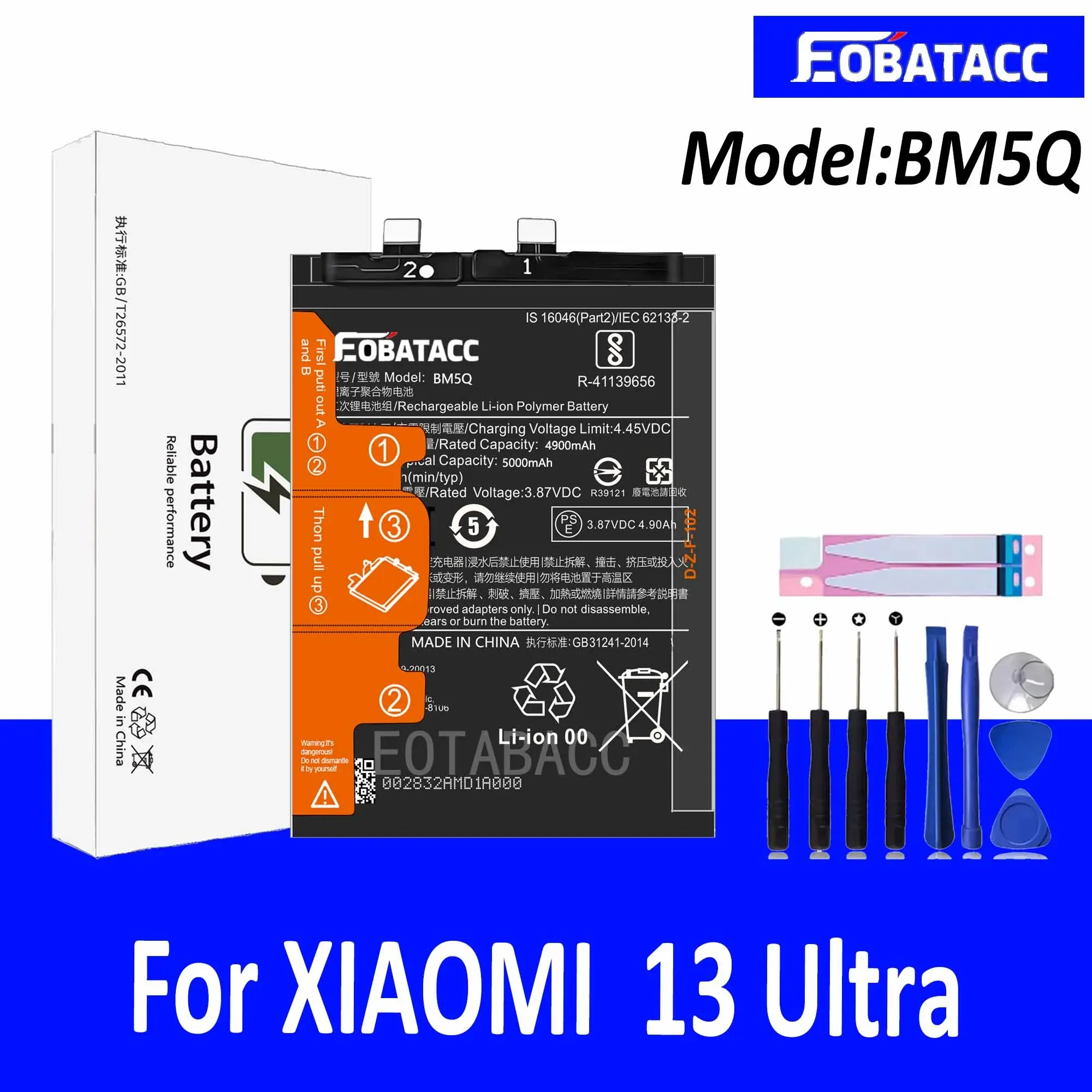 

EOTABACC 100% Новый оригинальный аккумулятор BM5Q для XIAOMI 13 ультра аккумулятор + Инструменты