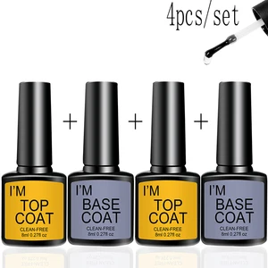 Aus transparentem schneller trockener Nagelkunstgel, Basismantel und Deckmantel, LED -Heilung, glänzendem Spiegel, dauerhaftem Gel, 4 Stcs, Set 12 Hauptverkaufsglasbasis für Nägel - №7