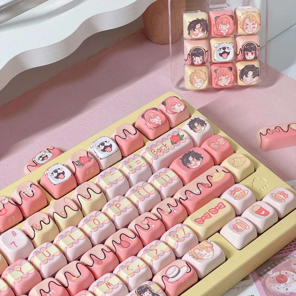 

Набор тематических колпачков SPY×FAMILY, 143 клавиши, PBT, изготовленная на заказ милая аниме-клавиатура, колпачок с вишневым профилем для механических аксессуаров для клавиатуры