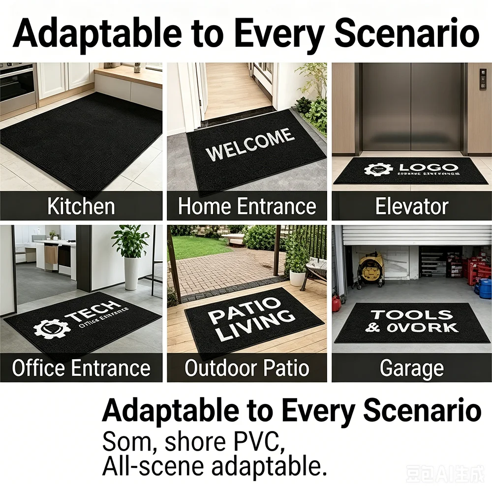 Custom PVC Door Mat Personalized Logo Floor Rug Anti Slip Entrance Carpet for Office Home Store Indoor Outdoor Personalized Rugs