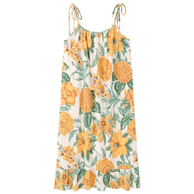 大きいサイズの夏用花柄ナイトガウン、女性用ナイトウェア、ナイトドレス、ホームスリーピングドレス、ファッショナブルなロングシャツ、カジュアルスタイル