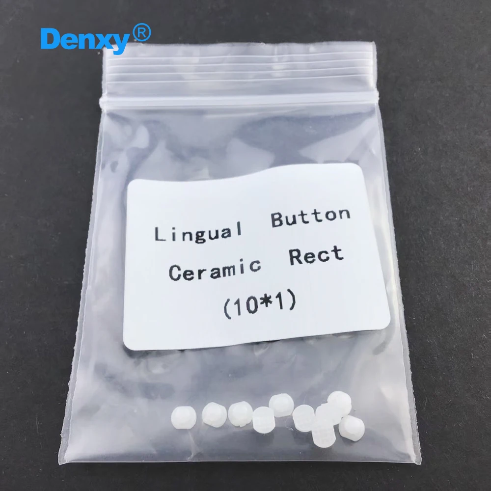DENXY 20 Stück orthodontische Keramik-Lingualknöpfe, weiße rechteckige Knöpfe, klebbare Anwendungen, Dentalmaterialien – Detail 7