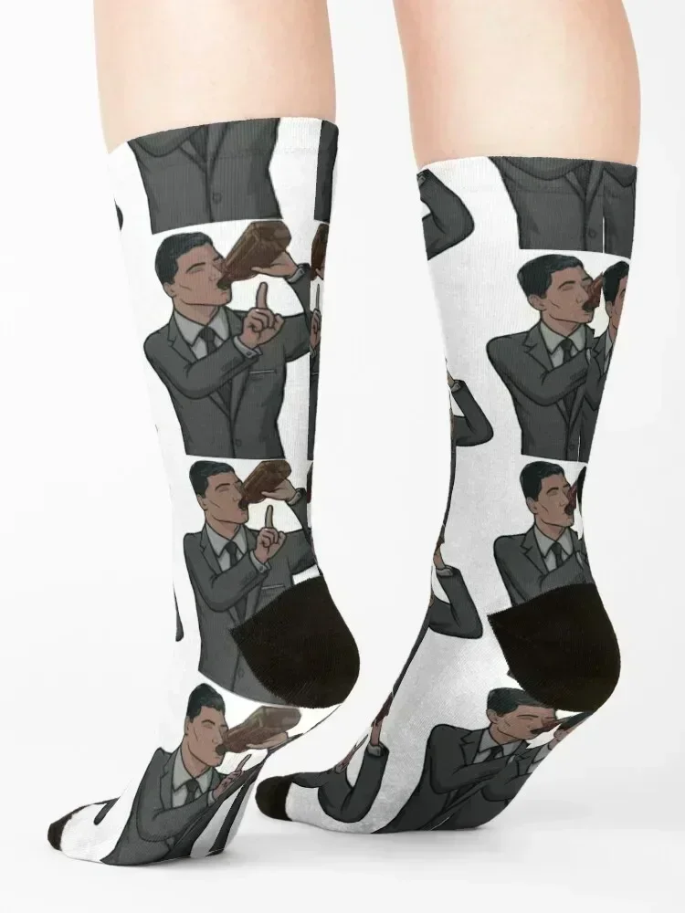 Archer drinking Socks colored kids cartoon Heating sock Man Socks Women's
