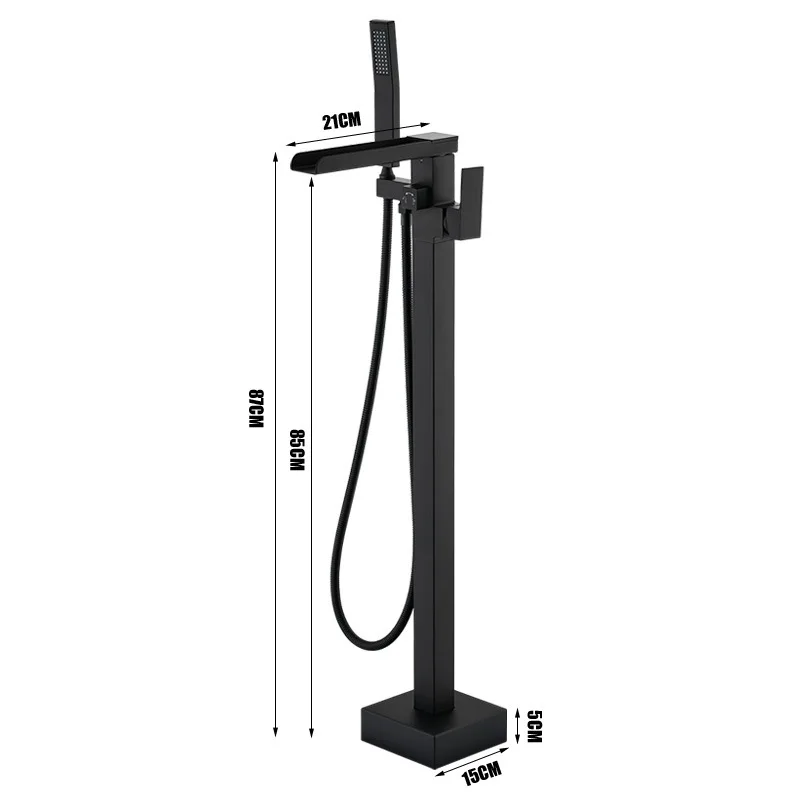 2025 New Square Floor Standing Bathtub Faucet,High Flow Waterfall Faucet with Brass Material Hot & Cold Mixer Tap Fast Delivery