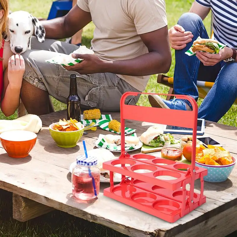 Portador de bebidas reutilizable con asa, contenedor plegable para Picnic, barbacoa, Catering, 6 botellas