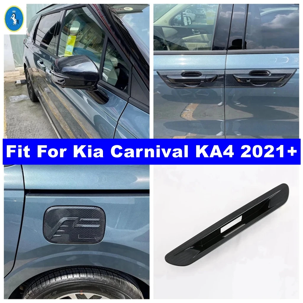 

Carbon Fiber Exterior Refit Rearview Mirror / Rear Door Handle Bowl / Oil Gas Tank Cover Trim For Kia Carnival KA4 2021 - 2024