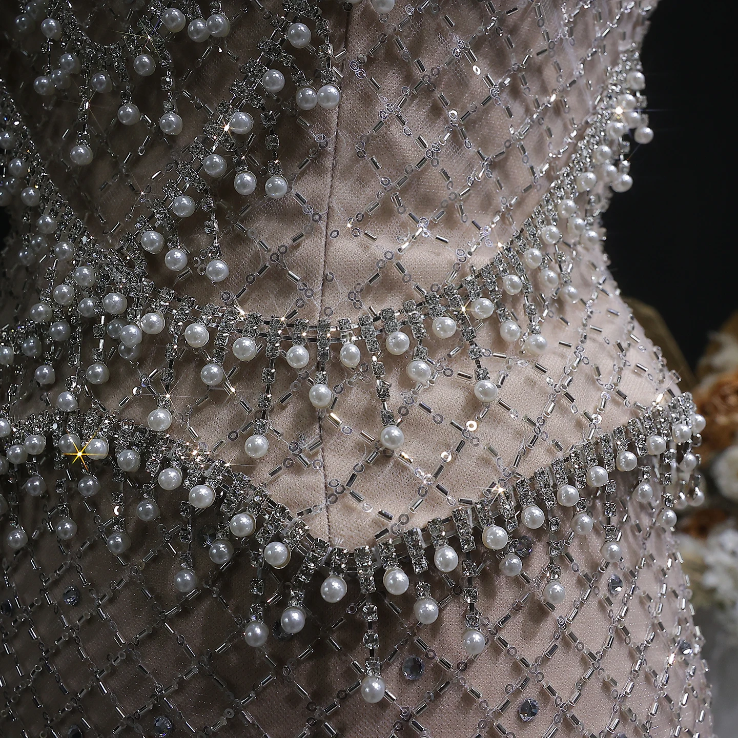Sharon Said Luxuriöses Graues Meerjungfrauen-Abendkleid mit Zwei Teilen Perlen Kristall für Damen Hochzeit Party Ballkleid SS631 Maßanfertigung – Detail 18