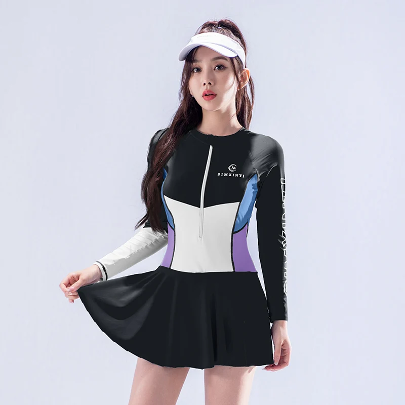 2024 Newest Ladies Swimming Suit Sexy Long Sleeves Beach Wear Sports Bathing Suit Padded Woman Rash Guards Maillot De Bain