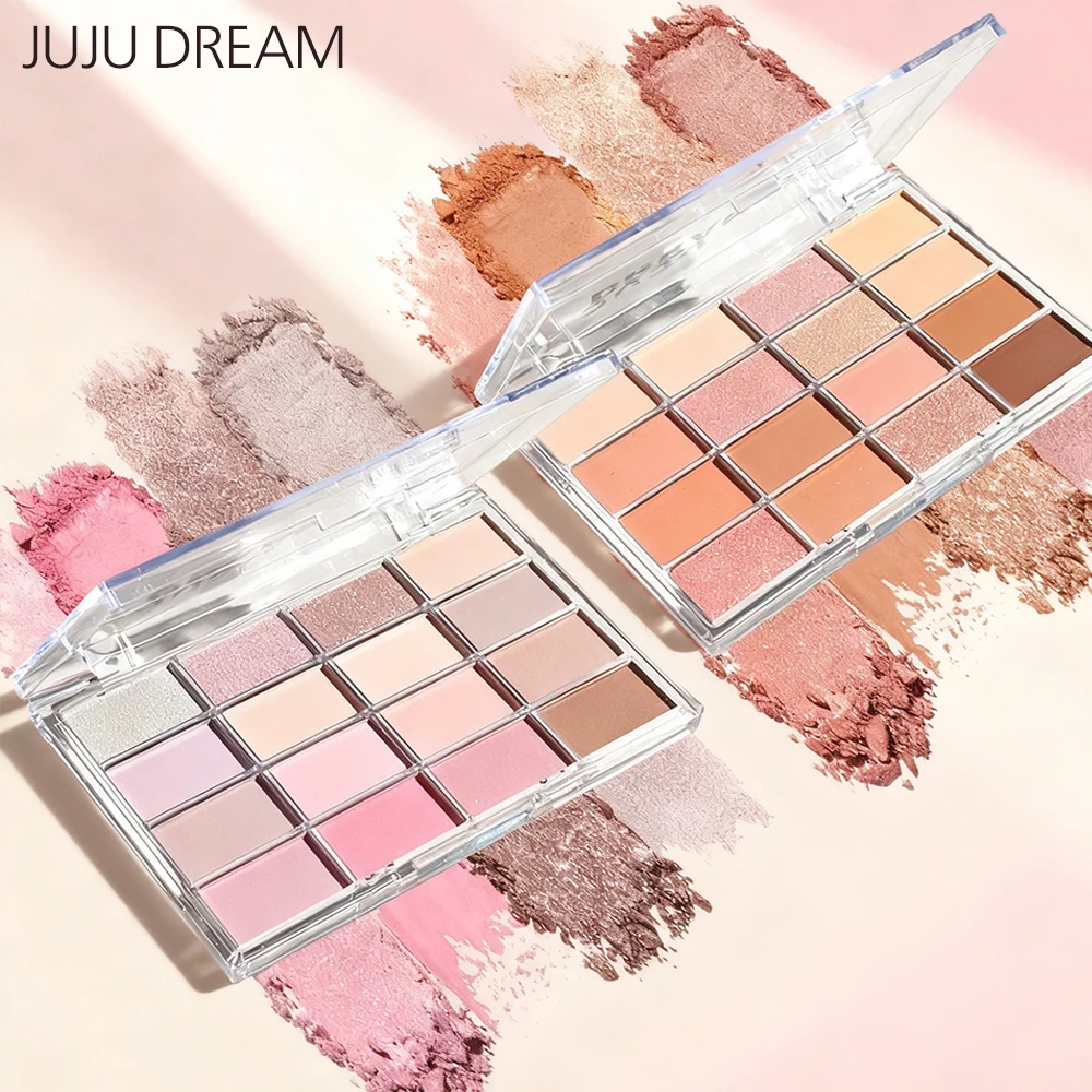 16色のアイシャドウパレット、パール光沢マットな蚕のような質感、低彩度のアースカラーで毎日のメイクを明るくします