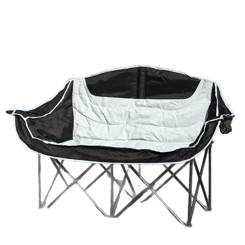 Outdoor camping folding Portable double moon chair Thickened ultra-light camping chair Fishing with armrest