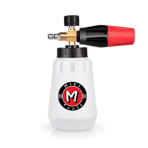 Boquilla de espuma, lanza de espuma para nieve, pulverizador de botella de espuma, ángulo ajustable con conexión rápida 1/4, tres capas de malla de espuma para lavado de coches