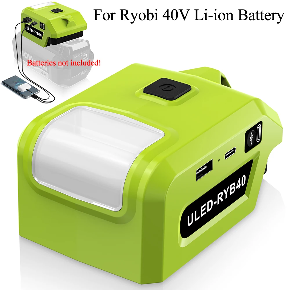 

Power Tool Adapter Converter 5W LED Work Light for Ryobi 40V Li-ion Battery USB Type-C Charger Power Bank OP4040 OP4050 OP4050A