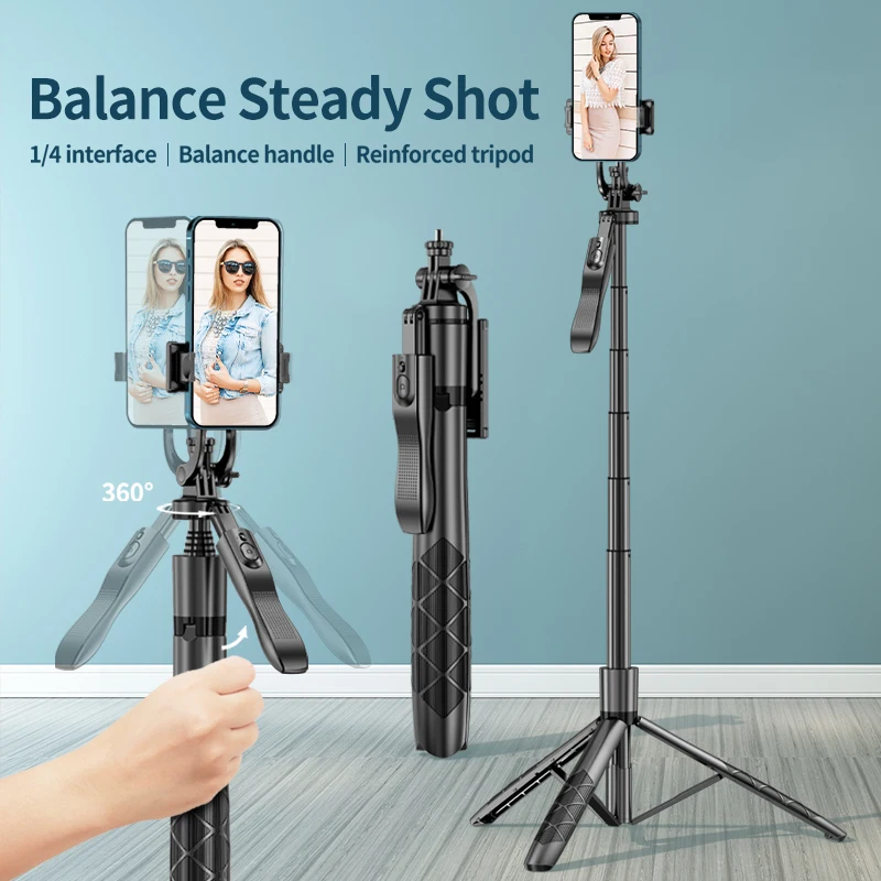 L16 1530mm Bezprzewodowy statyw do selfie Składany monopod do kamer sportowych Gopro Smartfony Równowaga Stabilne fotografowanie na żywo