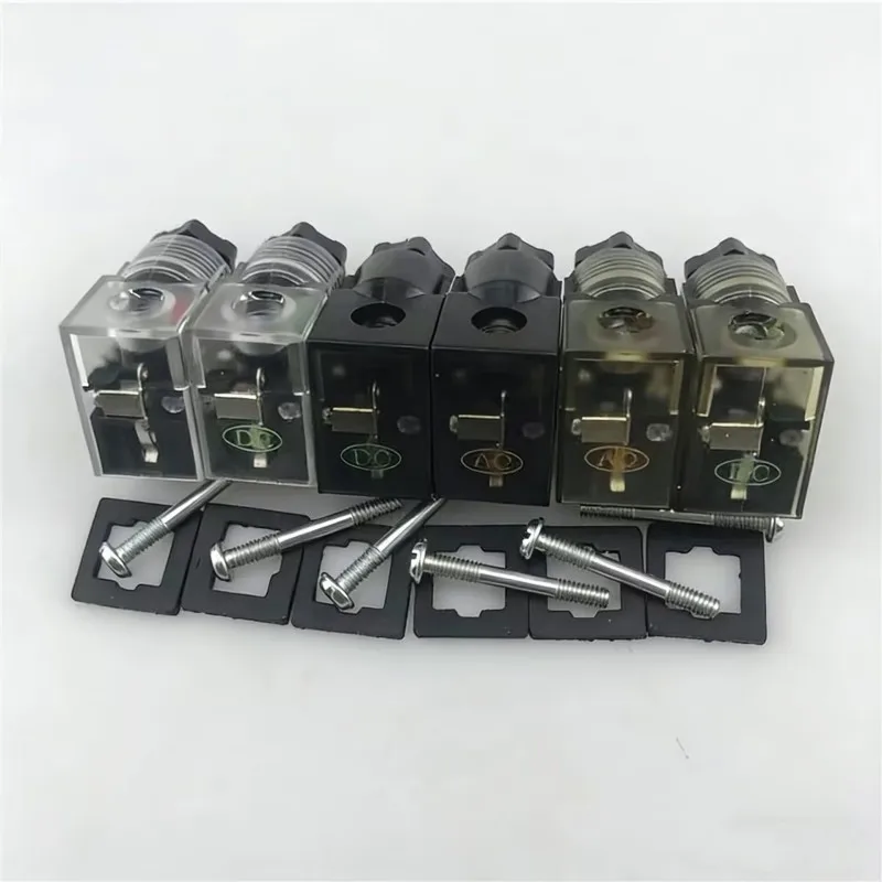 5PCS Air Valve Solenoid Valve Plug Connector Din43650c Type 110 Plug Junction Box Socket Light Type C PIN Distance 9.4mm