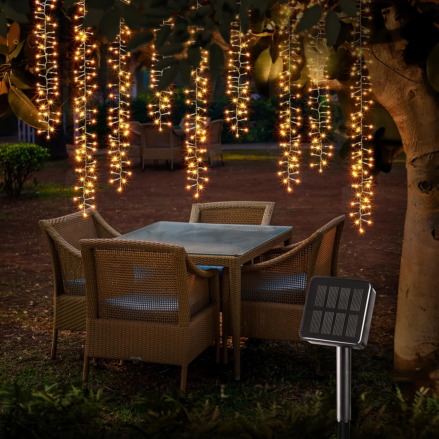

Outdoor 6m 200 LED Solar String Light 8 Mode Firecracker Solar Fairy Lights for Balcony Patio Tree Christmas Party Wedding Decor