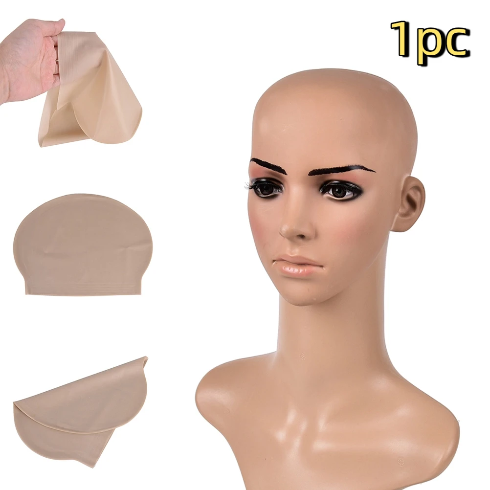 Skinhead Costume Prank 1pc Fake Latex Flesh Skin Unisex Bald Head Wig Cap Rubber