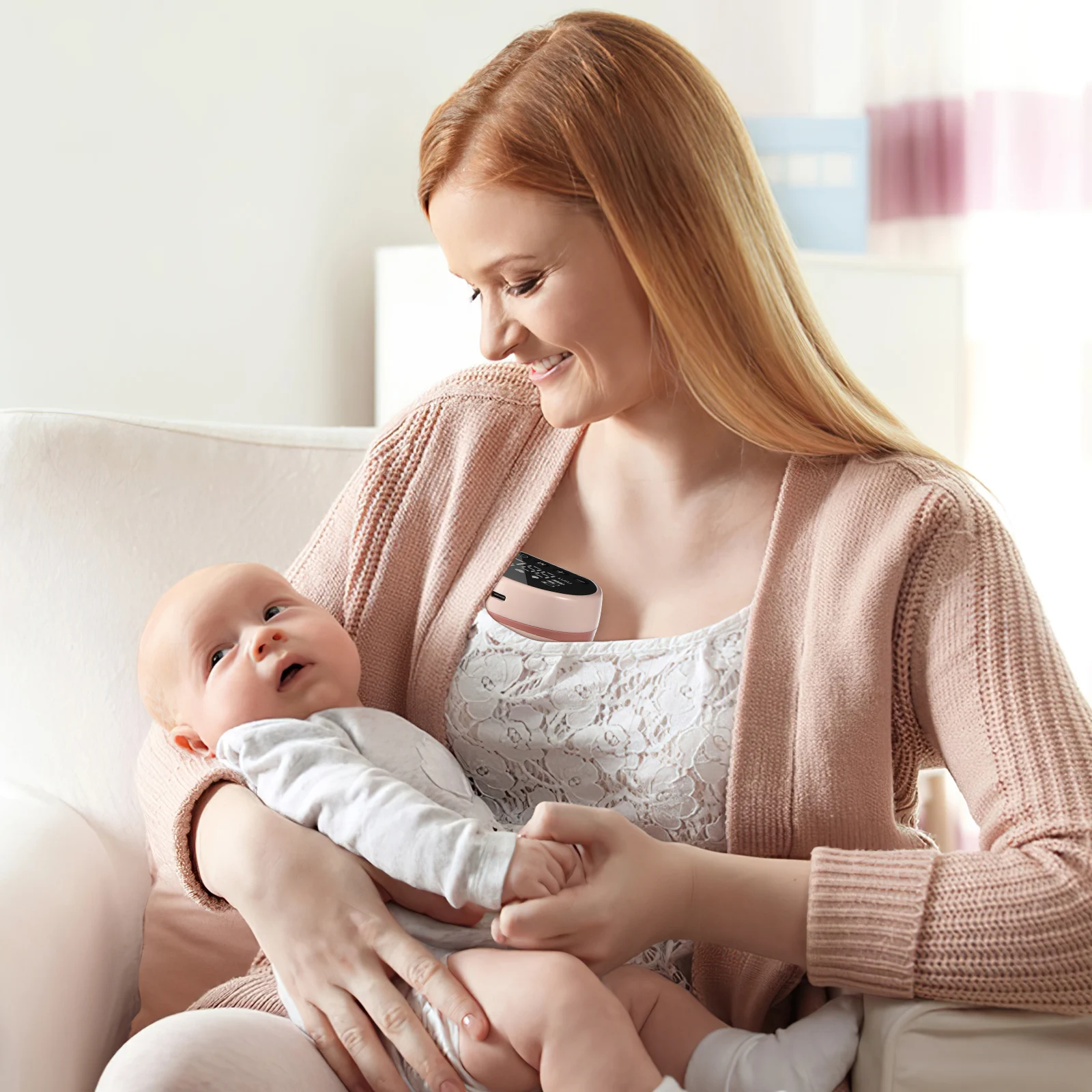 

1 Pink Electric Breast Pump Automatic Wearable Silent Hands Extractor Portable Breastfeeding Lactation Device Low